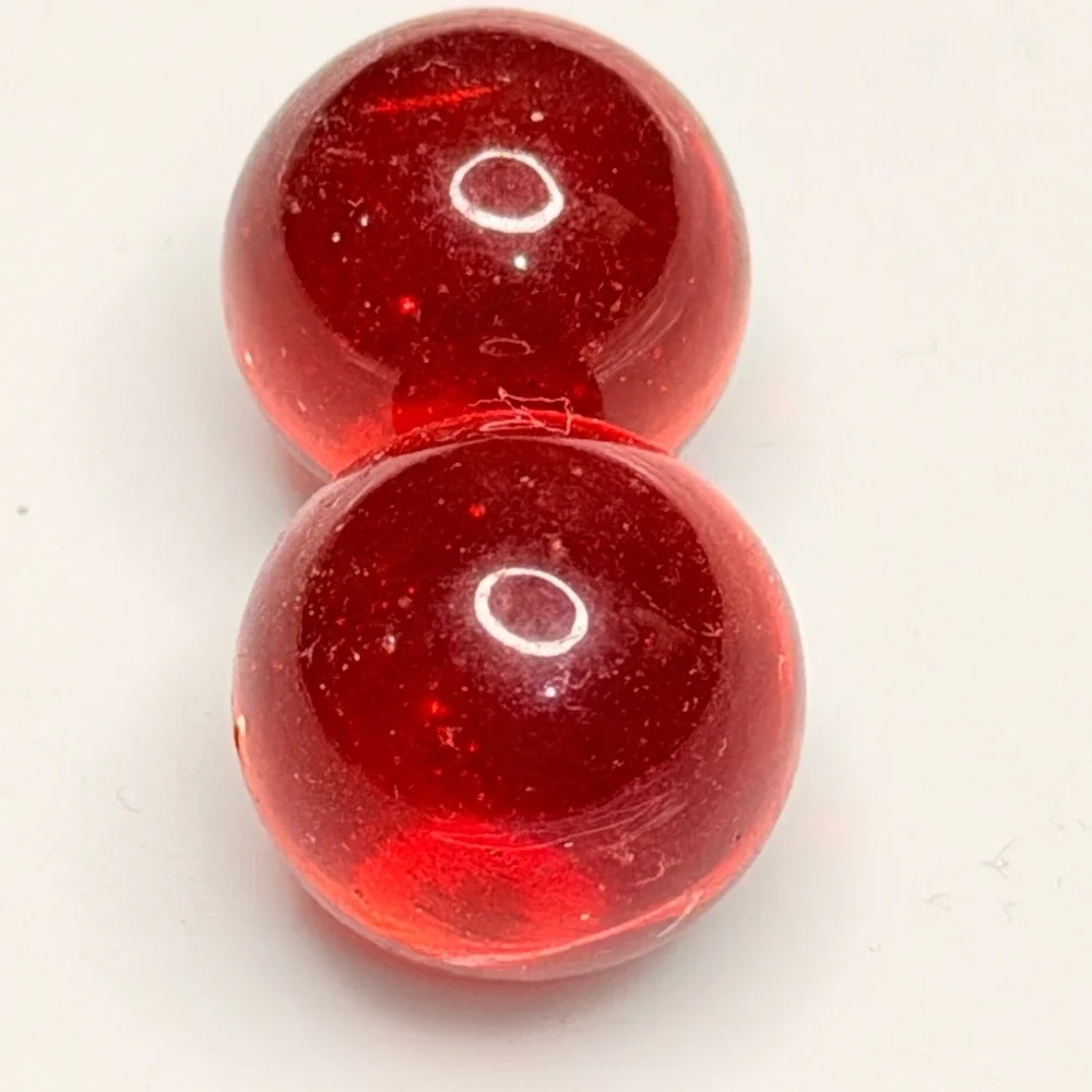 Vintage Red Glass Marbles Pair – Translucent Ruby Style - Garage Find